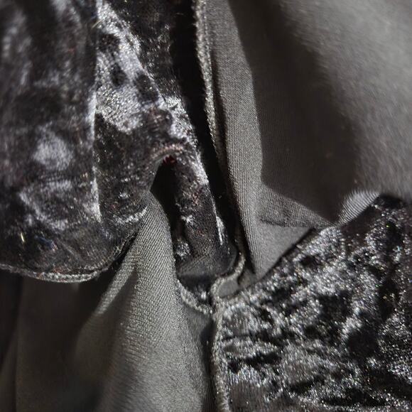 Vintage Ludmilla Bell Sleeve Top Black Velvet Sparkle Y2K France Patchwork Small - Picture 13 of 16